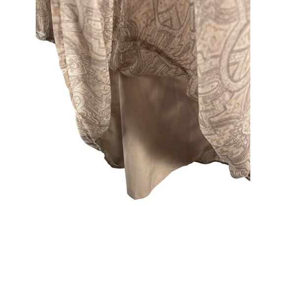 Rose & Olive Size Large Lined Dress Earth Tones Ruffle Drop Hem Semi Sheer Slves - Picture 4 of 7